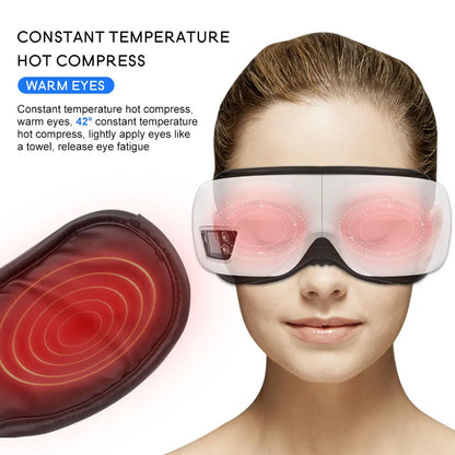 Eye Massager 6D Smart Airbag Vibration Bluetooth Eye Care Instrument Hot Compress Bluetooth Eye Massage Glasses Fatigue Pouch