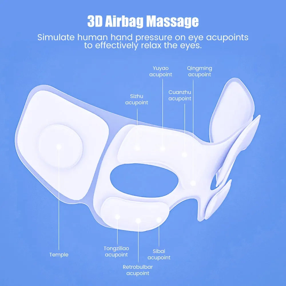 Eye Massager 6D Smart Airbag Vibration Bluetooth Eye Care Instrument Hot Compress Bluetooth Eye Massage Glasses Fatigue Pouch