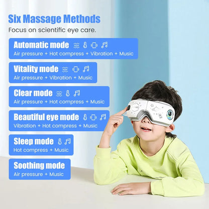 Eye Massager 6D Smart Airbag Vibration Bluetooth Eye Care Instrument Hot Compress Bluetooth Eye Massage Glasses Fatigue Pouch