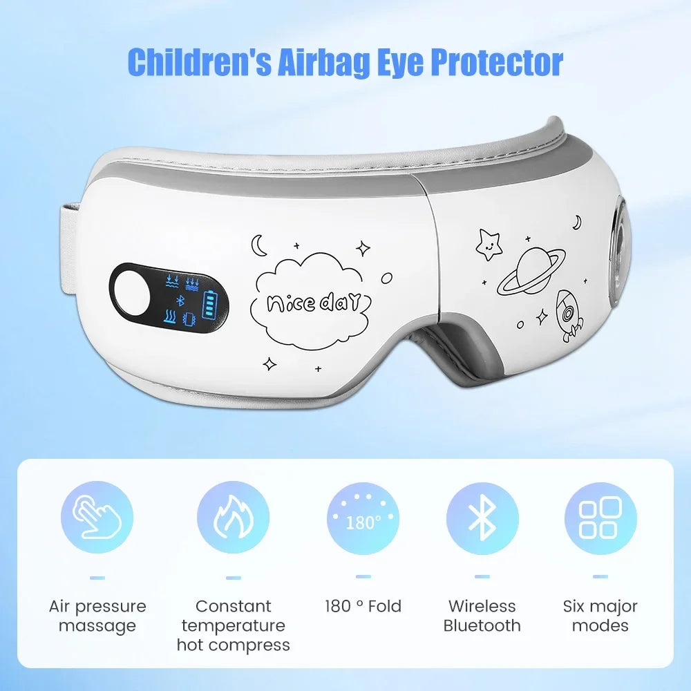 Eye Massager 6D Smart Airbag Vibration Bluetooth Eye Care Instrument Hot Compress Bluetooth Eye Massage Glasses Fatigue Pouch