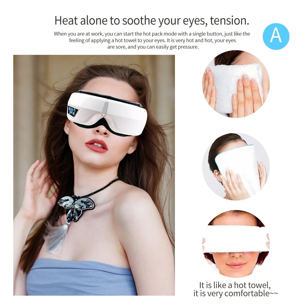 6D Smart Eye Massager Vibration Hot Airbag Compress Eye Care Instrument Bluetooth Music Eye Massage Glasses Eye Relax Fatigue