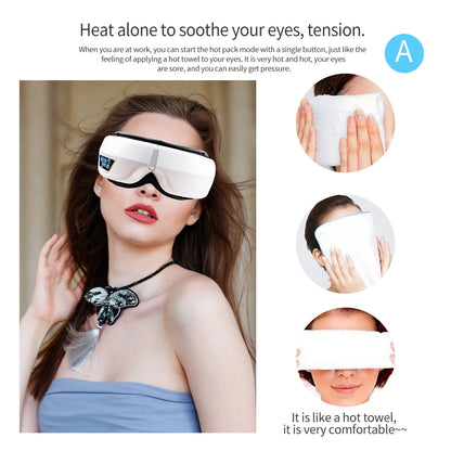 6D Smart Eye Massager Vibration Hot Airbag Compress Eye Care Instrument Bluetooth Music Eye Massage Glasses Eye Relax Fatigue